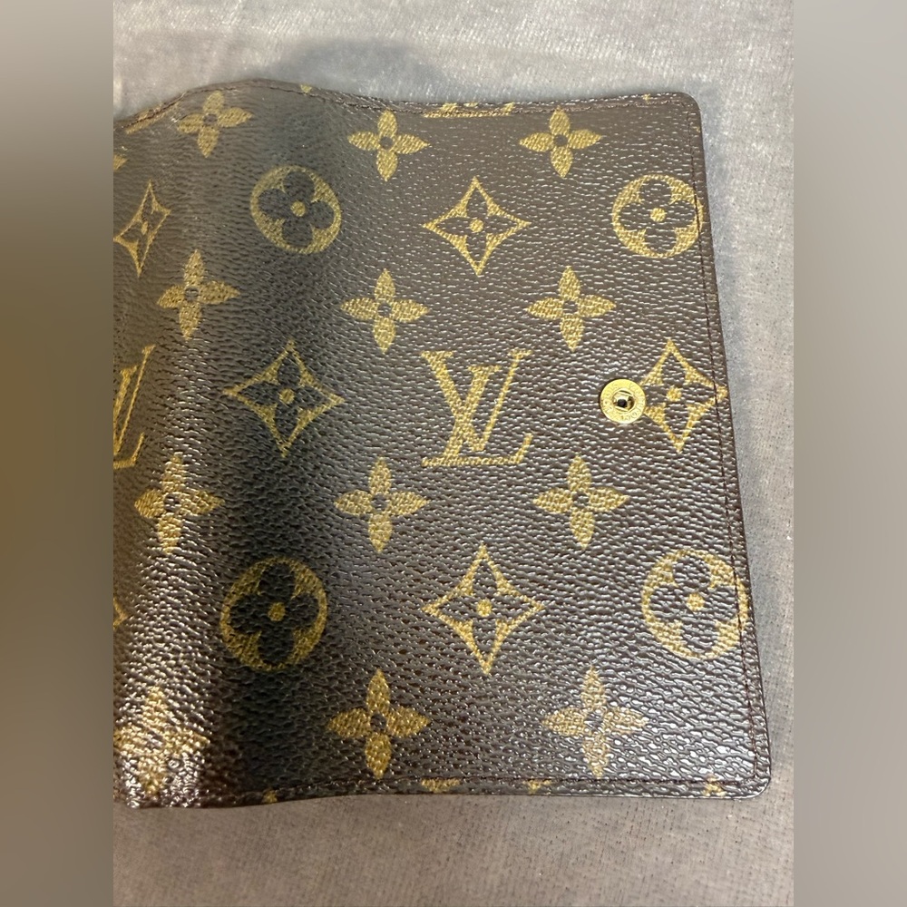 Louis Vuitton Monogram small rings Agenda wallet book brown tan leather EUC - Picture 11 of 12